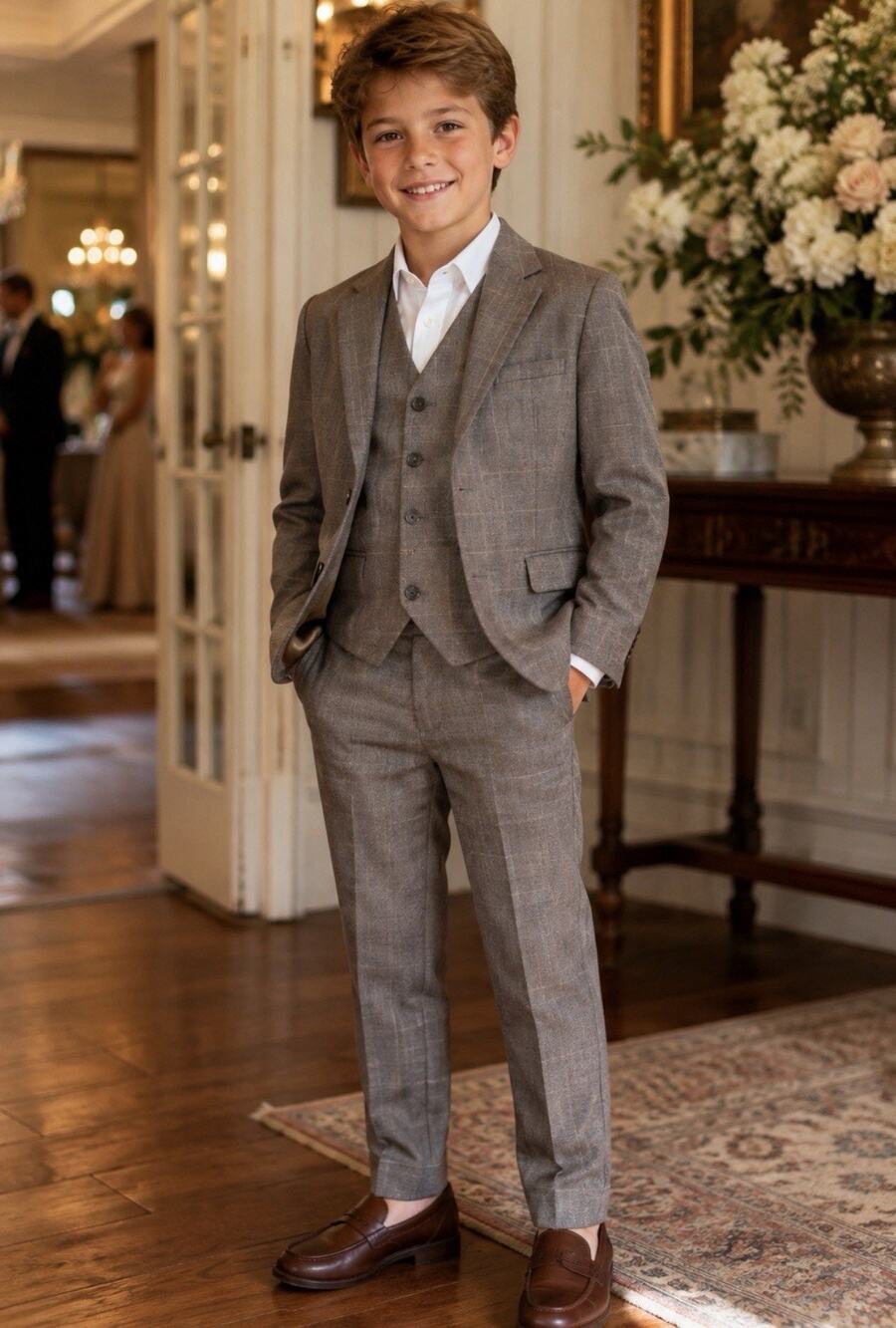 Vintage Christian Dior Jeune Homme Boys 3 Piece Suit Plaid Jacket Vest Pants
